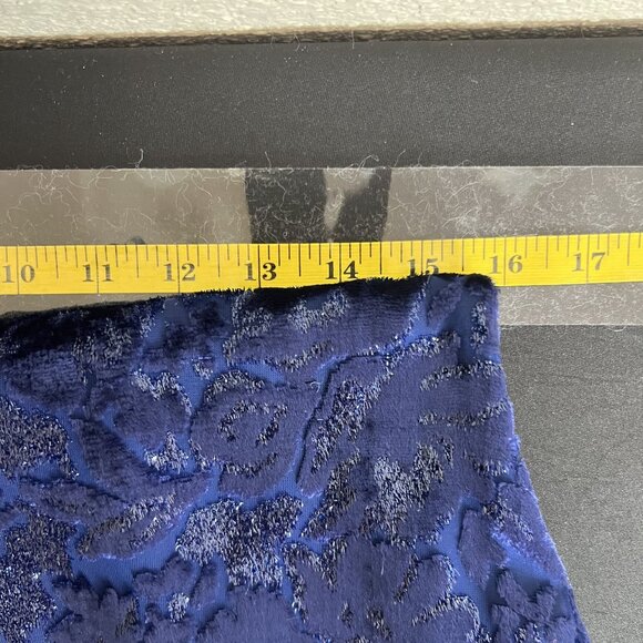 Womens 10 Boho Chic Blue Metallic Flowy Burnt Velvet Narrow Waist Gown Kay Unger - Picture 9 of 13